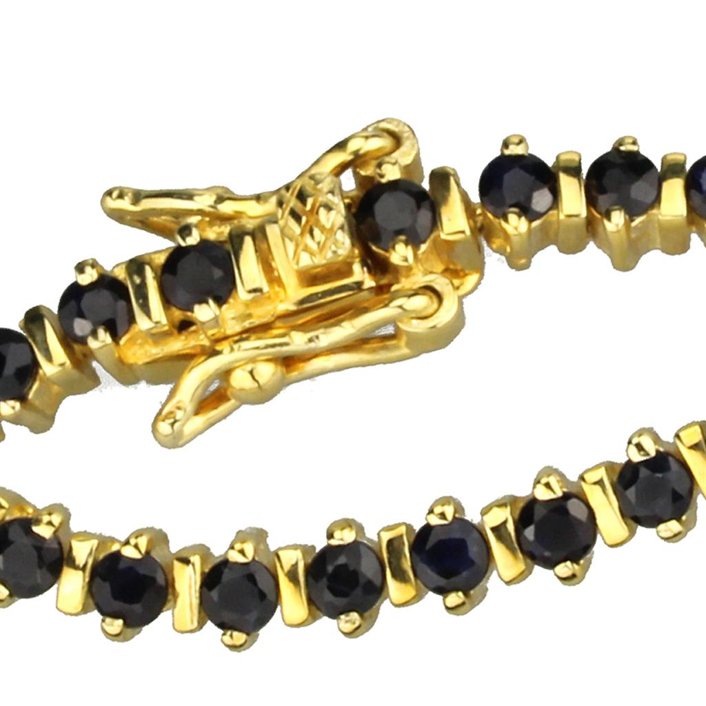 LOS838 - Gold 925 Sterling Silver Bracelet with AAA Grade CZ  in Jet-1