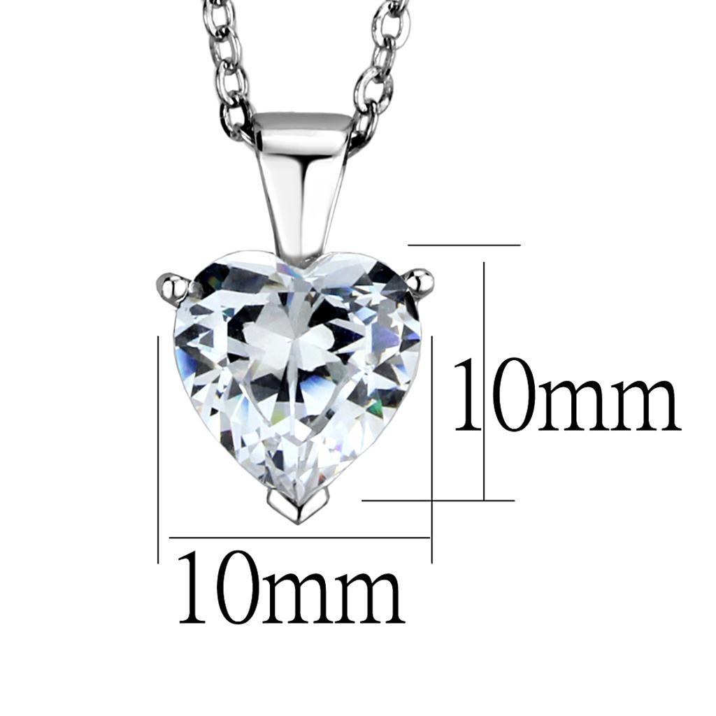 LOS889 - Rhodium 925 Sterling Silver Chain Pendant with AAA Grade CZ  in Clear-1