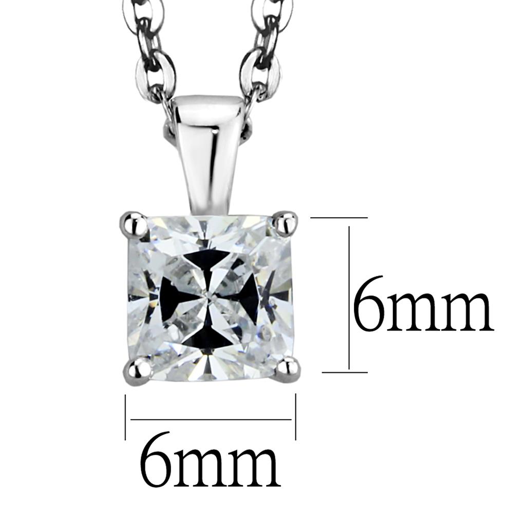 LOS893 - Rhodium 925 Sterling Silver Chain Pendant with AAA Grade CZ  in Clear-1