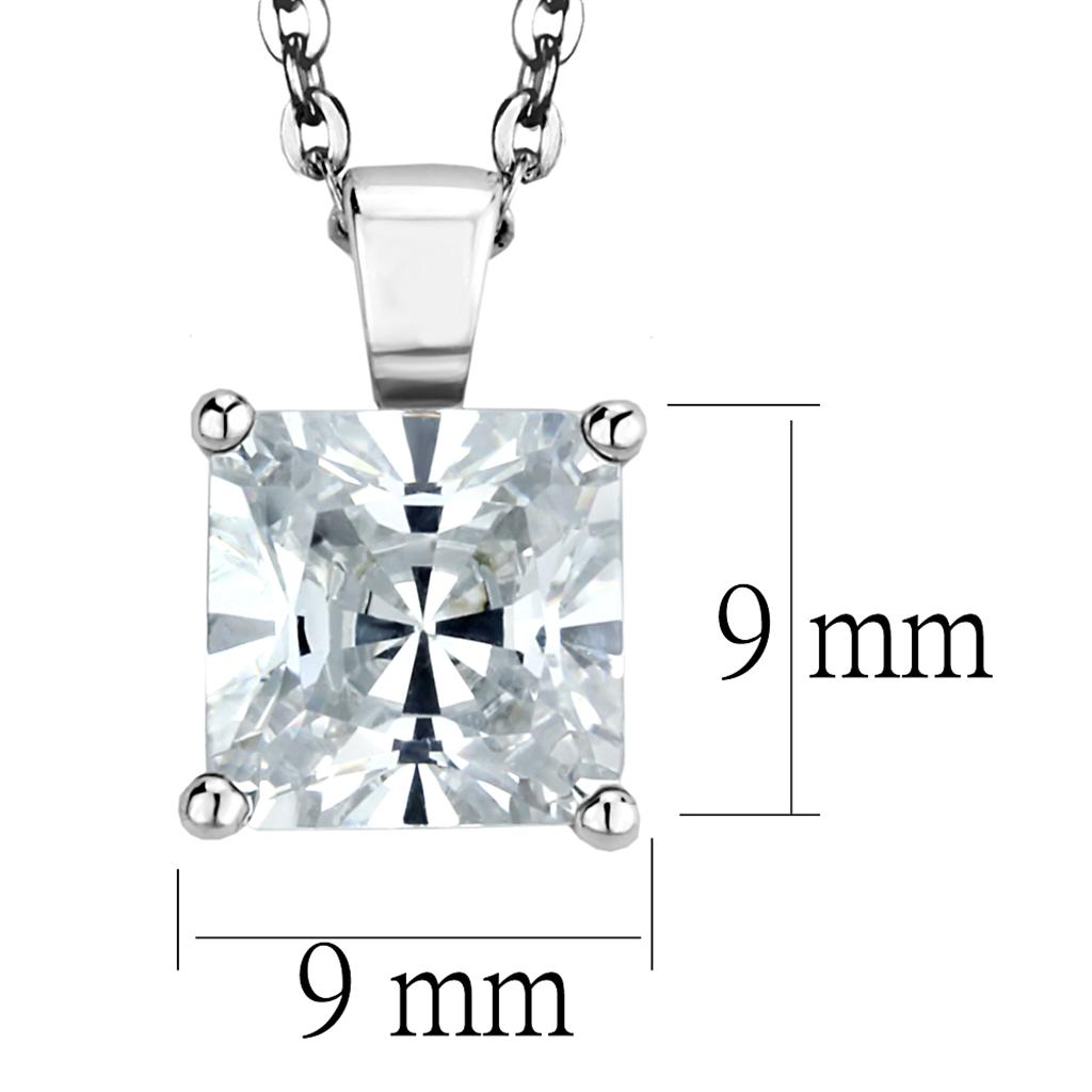LOS895 - Rhodium 925 Sterling Silver Chain Pendant with AAA Grade CZ  in Clear-1