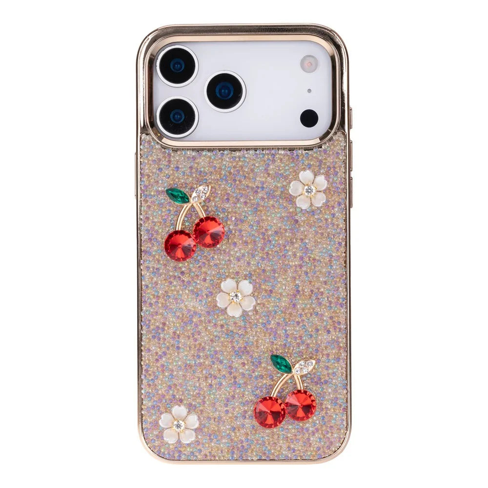 Hilo Crystal Cherry iPhone 18 Pro Max Case – Gold-Tone Frame-4