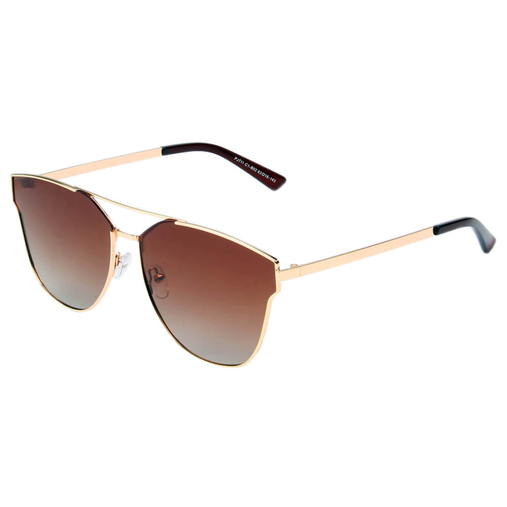 MULA | Women Polarized Horn Rim Round Cat Eye Sunglasses-0
