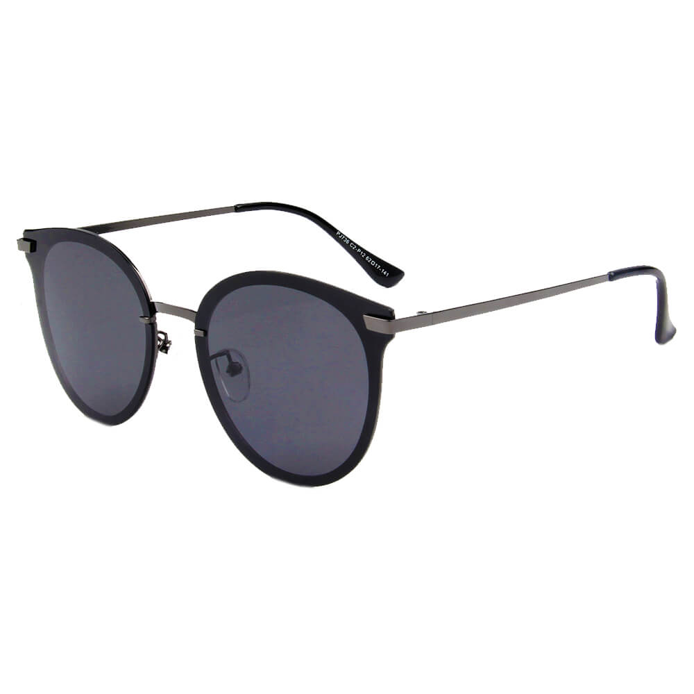 HORNACHUELOS | Women Round Flat Cat Eye Polarized Lens Sunglasses-0