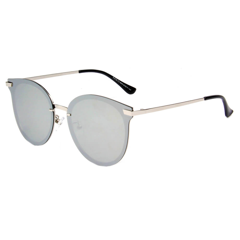 HORNACHUELOS | Women Round Flat Cat Eye Polarized Lens Sunglasses-1