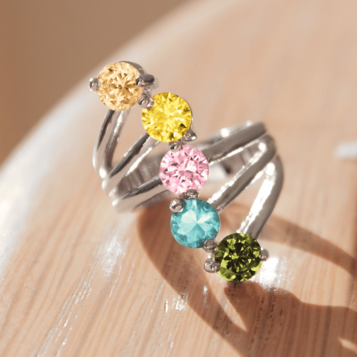 Sigrid Cocktail Ring - Stainless Steel, AAA CZ , Multi Color - TK2876-0
