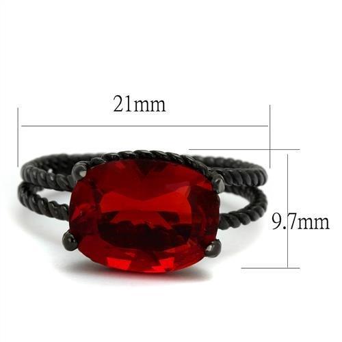 TK030J - IP Black(Ion Plating) Stainless Steel Ring with Synthetic Synthetic Glass in Siam-1