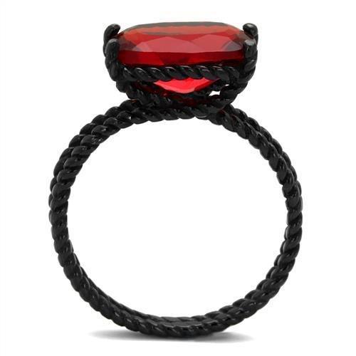 TK030J - IP Black(Ion Plating) Stainless Steel Ring with Synthetic Synthetic Glass in Siam-2