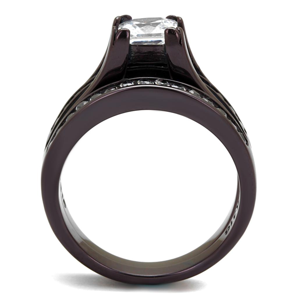 TK0W383DC - IP Dark Brown (IP coffee) Stainless Steel Ring with AAA Grade CZ  in Clear-2