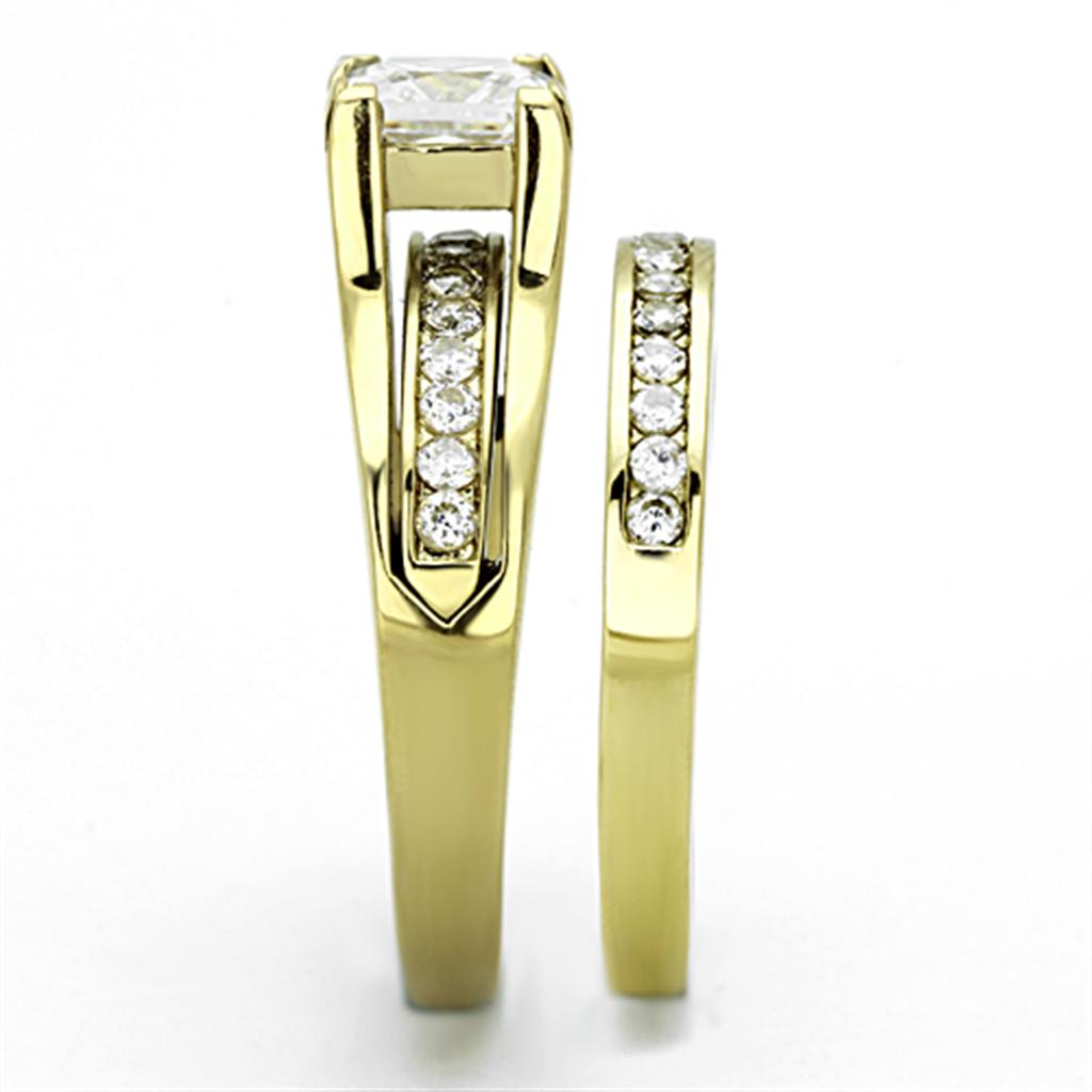 TK0W384 - IP Gold(Ion Plating) Stainless Steel Ring with AAA Grade CZ  in Clear-3