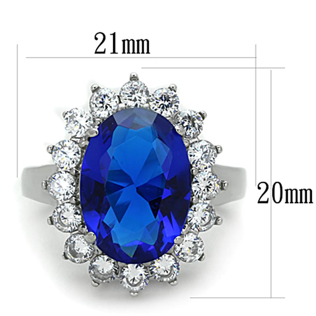 TK0W389 - High polished (no plating) Stainless Steel Ring with Synthetic Synthetic Glass in Montana-1