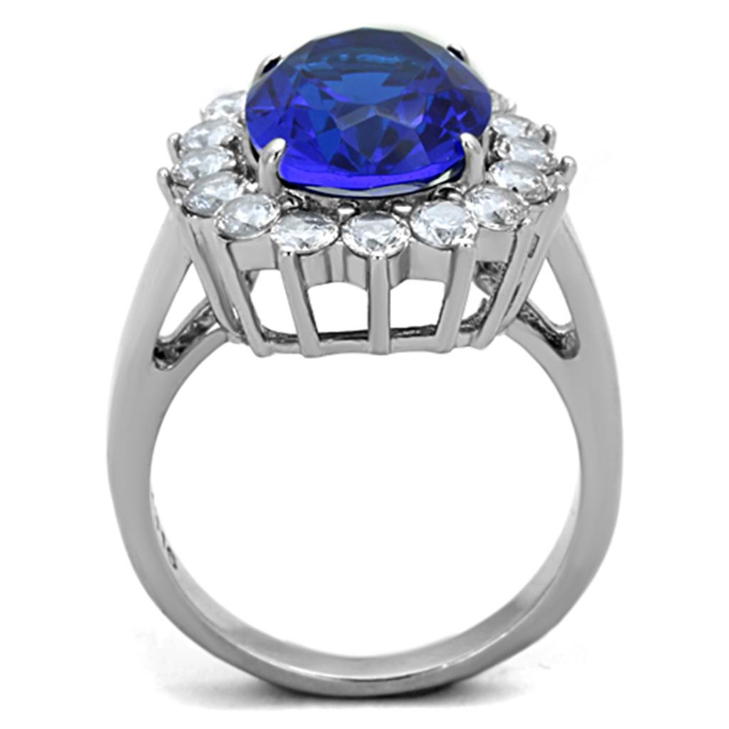 TK0W389 - High polished (no plating) Stainless Steel Ring with Synthetic Synthetic Glass in Montana-2