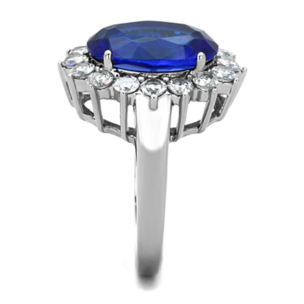 TK0W389 - High polished (no plating) Stainless Steel Ring with Synthetic Synthetic Glass in Montana-3