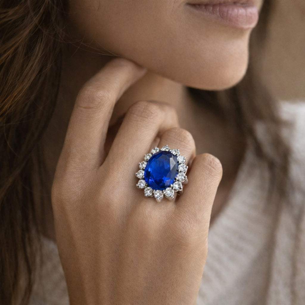 TK0W389 - High polished (no plating) Stainless Steel Ring with Synthetic Synthetic Glass in Montana-4
