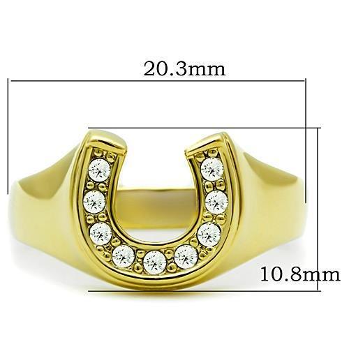 TK10616G - IP Gold(Ion Plating) Stainless Steel Ring with Top Grade Crystal  in Clear-1