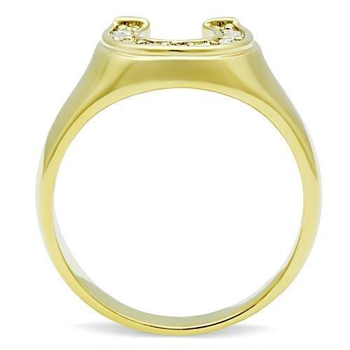 TK10616G - IP Gold(Ion Plating) Stainless Steel Ring with Top Grade Crystal  in Clear-2