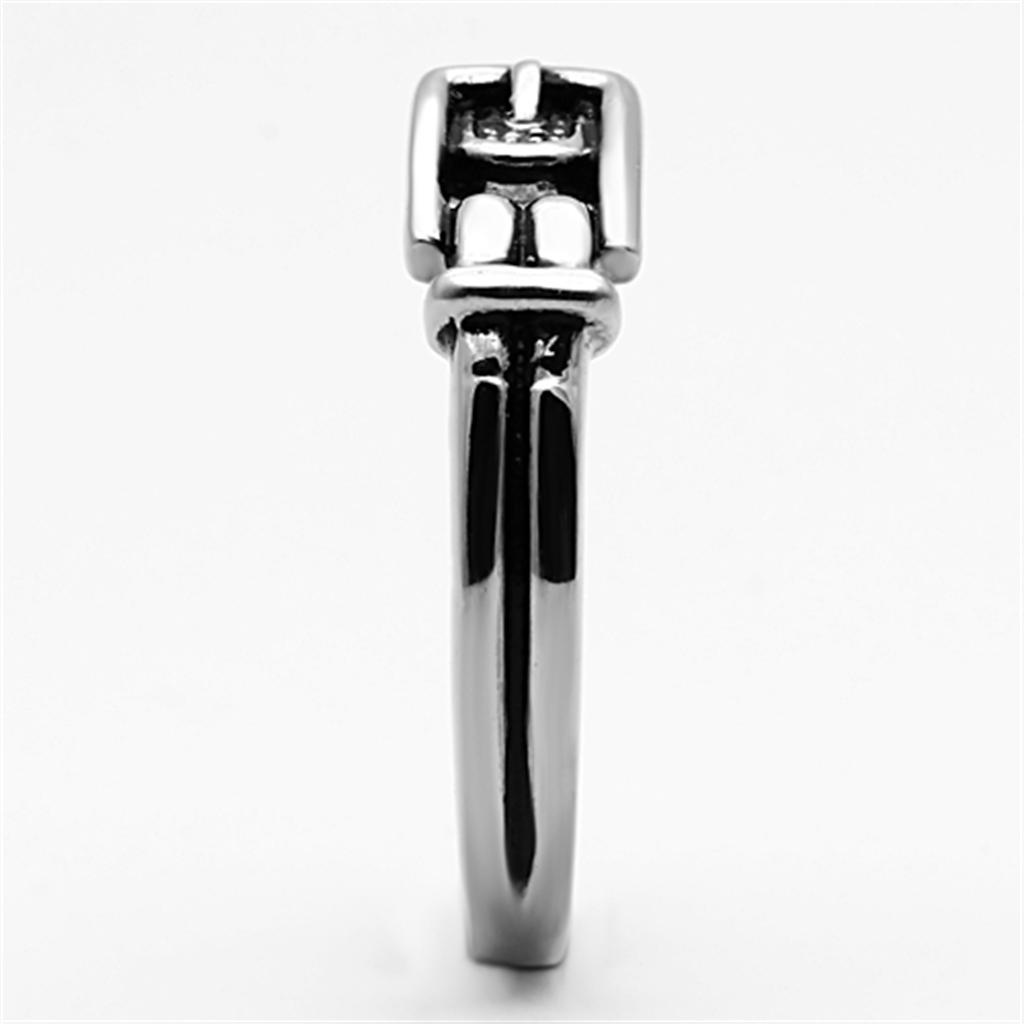 TK1079 - High polished (no plating) Stainless Steel Ring with Top Grade Crystal  in Smoked Quartz-3