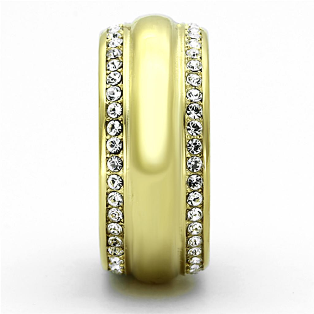 TK1096 - IP Gold(Ion Plating) Stainless Steel Ring with Top Grade Crystal  in Clear-3