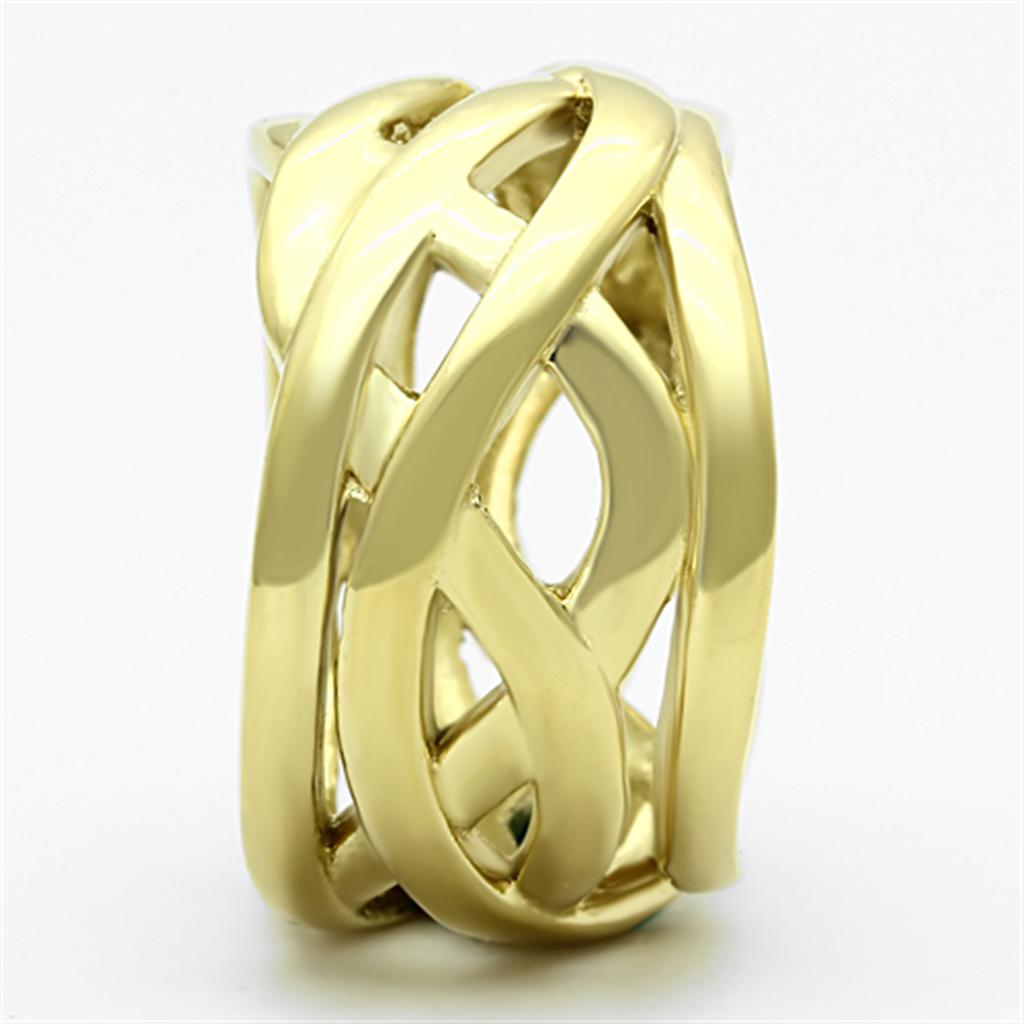 TK1107 - IP Gold(Ion Plating) Stainless Steel Ring with No Stone-3