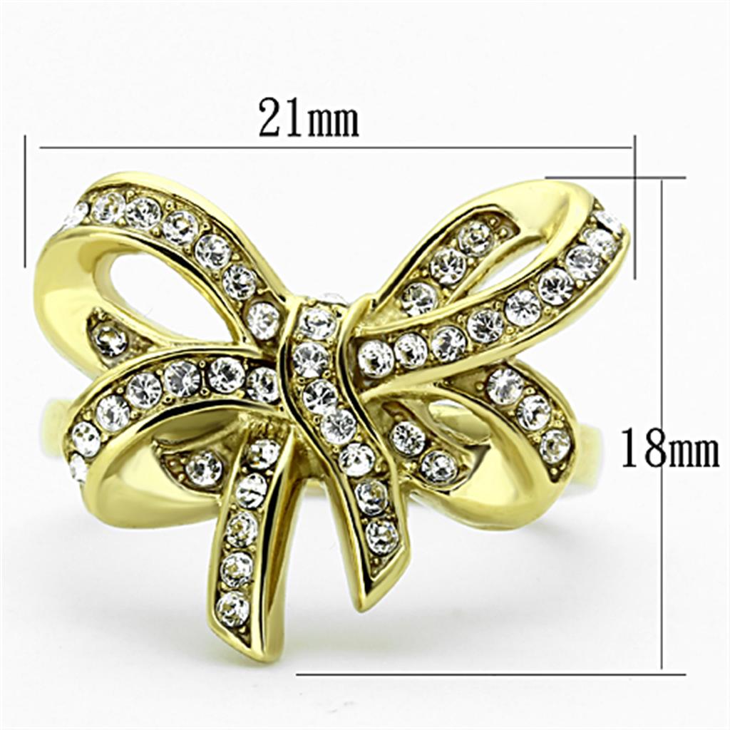 TK1108 - IP Gold(Ion Plating) Stainless Steel Ring with Top Grade Crystal  in Clear-1
