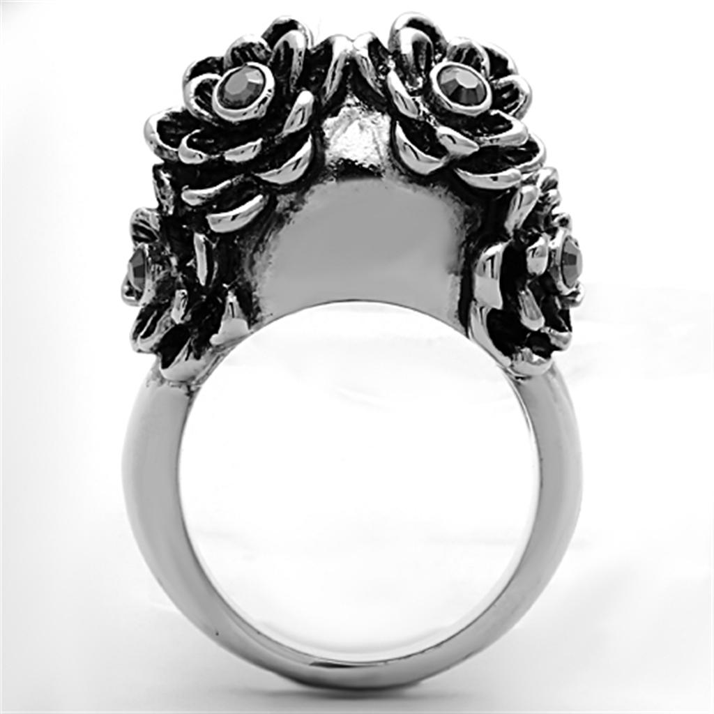 TK1117 - High polished (no plating) Stainless Steel Ring with Top Grade Crystal  in Siam-3