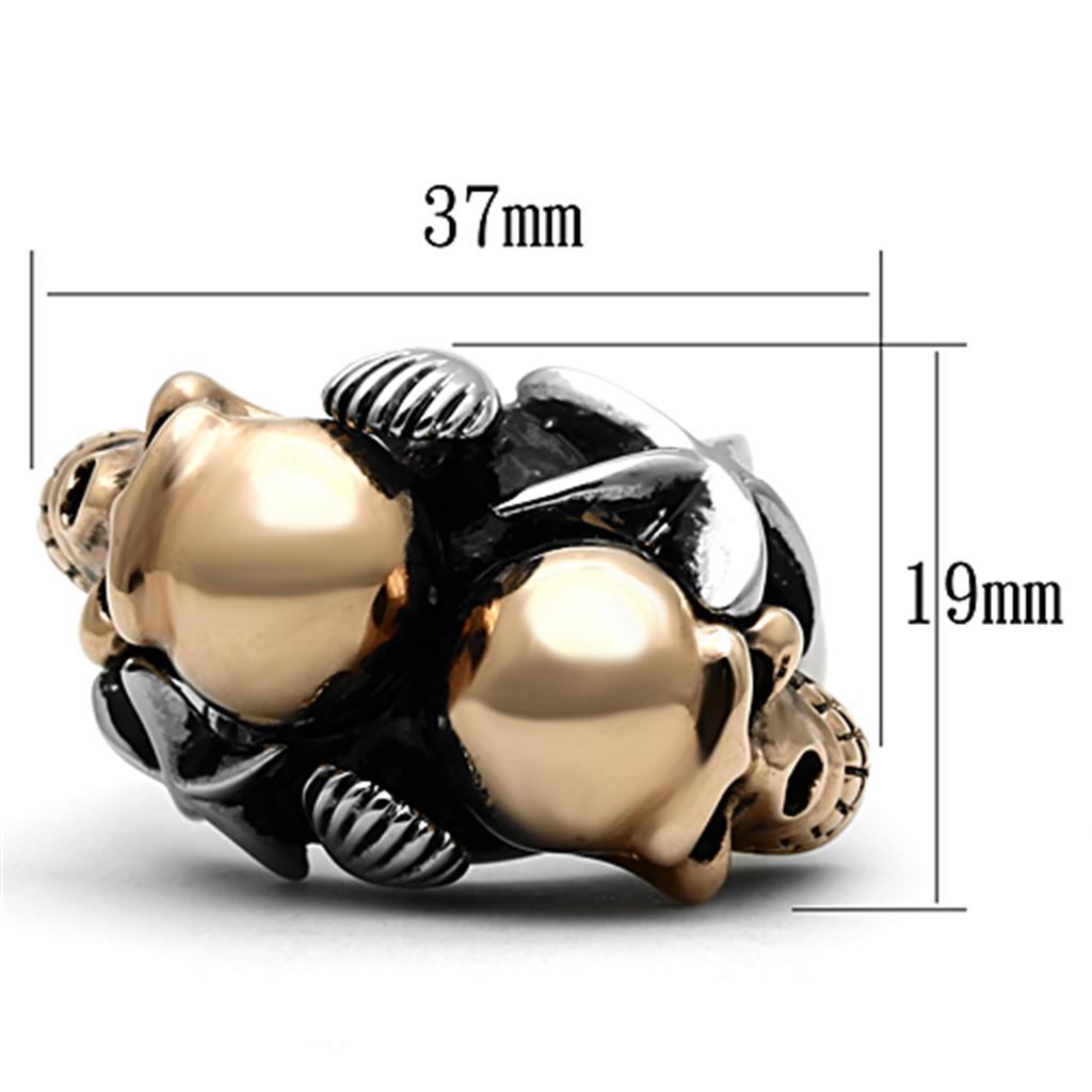 TK1119 - Two-Tone IP Rose Gold Stainless Steel Ring with Epoxy  in Jet-1