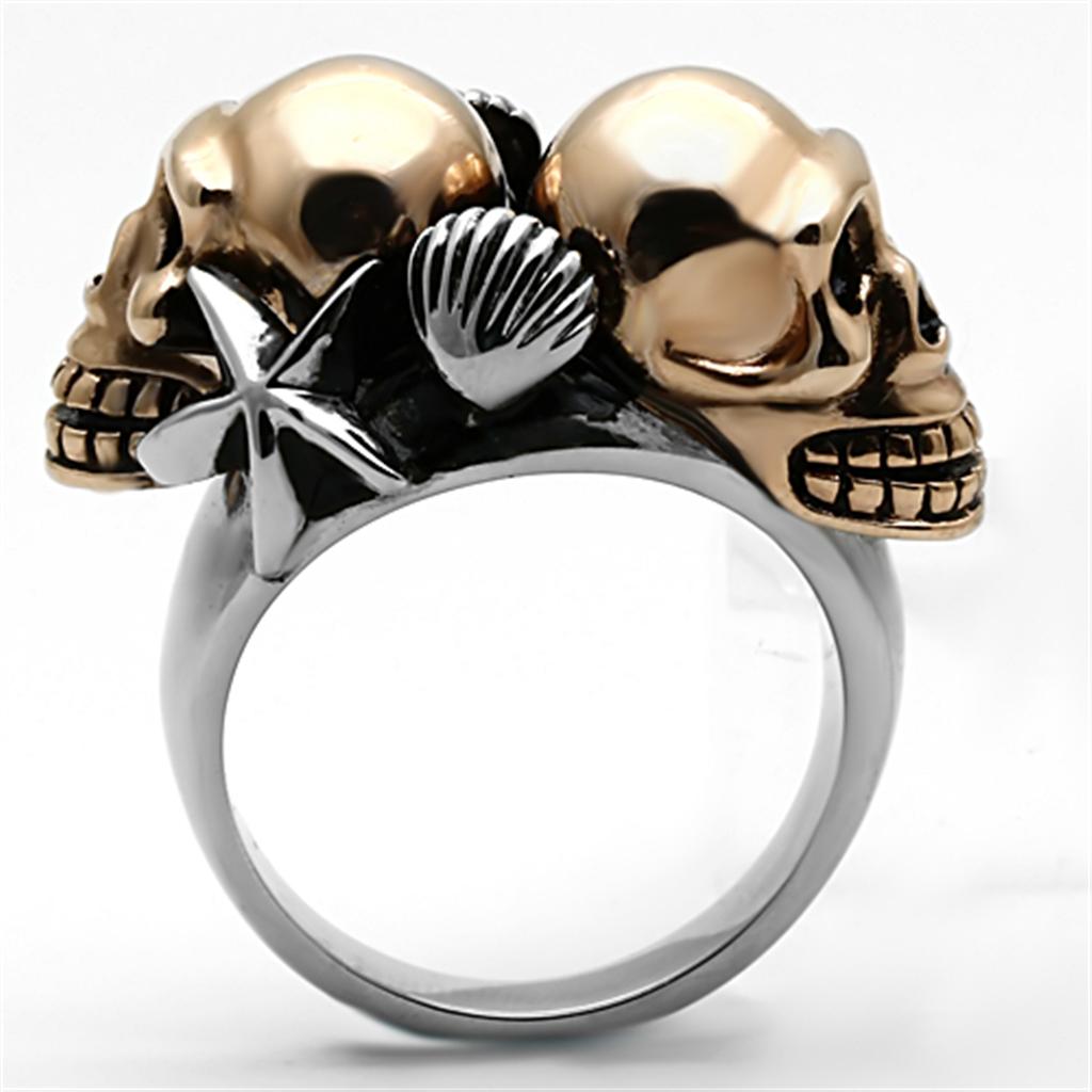 TK1119 - Two-Tone IP Rose Gold Stainless Steel Ring with Epoxy  in Jet-3