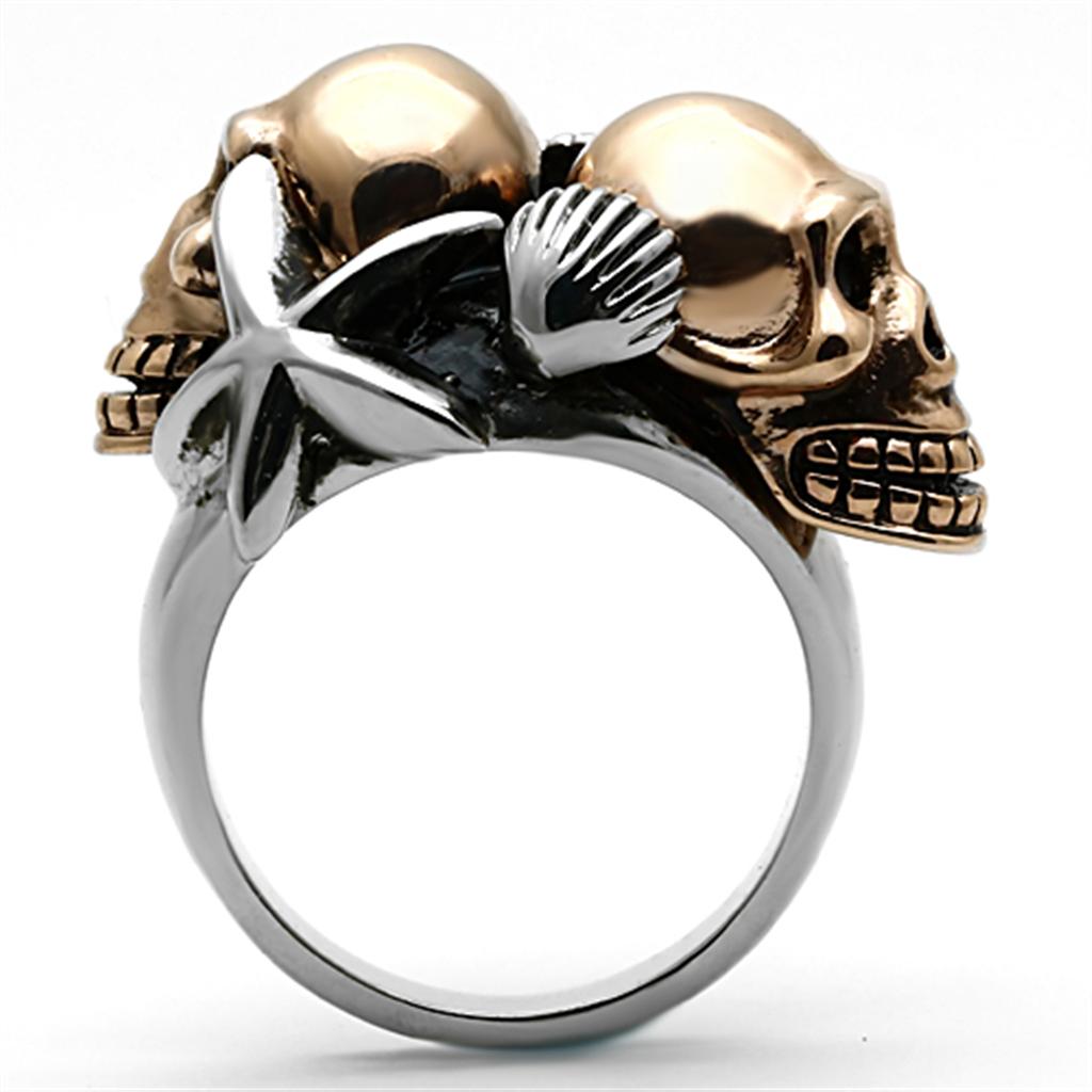 TK1119 - Two-Tone IP Rose Gold Stainless Steel Ring with Epoxy  in Jet-2