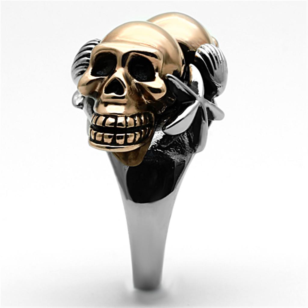TK1119 - Two-Tone IP Rose Gold Stainless Steel Ring with Epoxy  in Jet-4