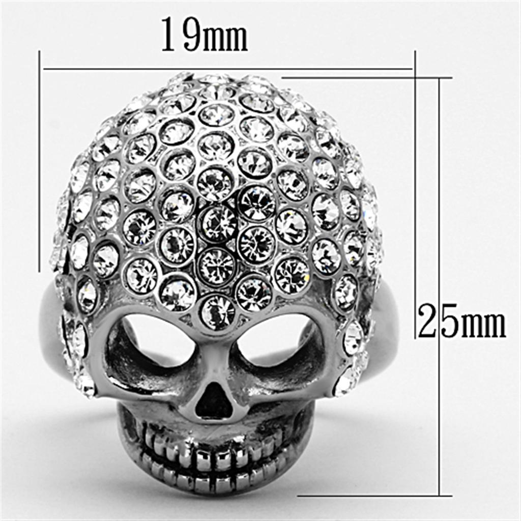 TK1120 - High polished (no plating) Stainless Steel Ring with Top Grade Crystal  in Clear-1
