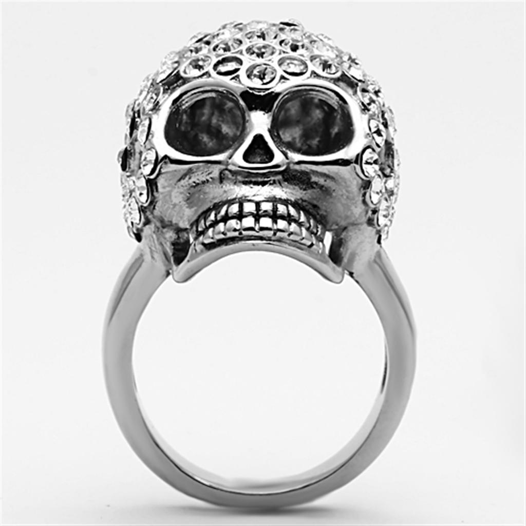 TK1120 - High polished (no plating) Stainless Steel Ring with Top Grade Crystal  in Clear-2
