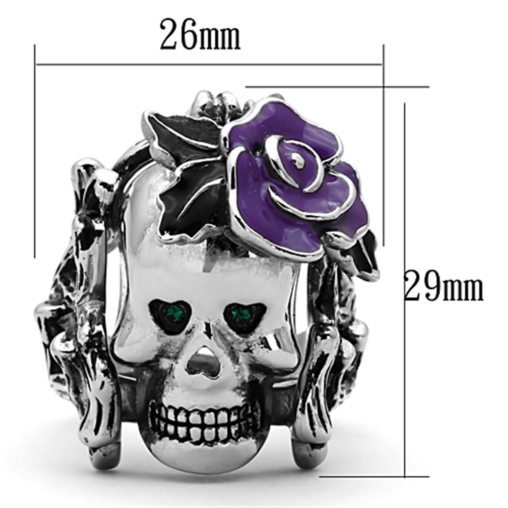 TK1122 - High polished (no plating) Stainless Steel Ring with Top Grade Crystal  in Emerald-1