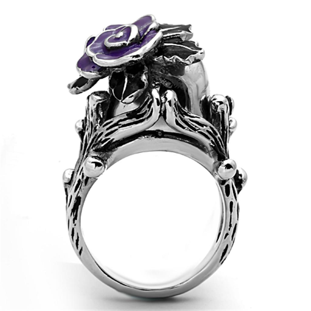 TK1122 - High polished (no plating) Stainless Steel Ring with Top Grade Crystal  in Emerald-3