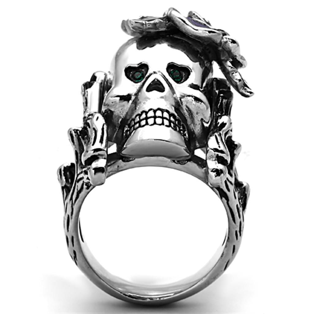 TK1122 - High polished (no plating) Stainless Steel Ring with Top Grade Crystal  in Emerald-2