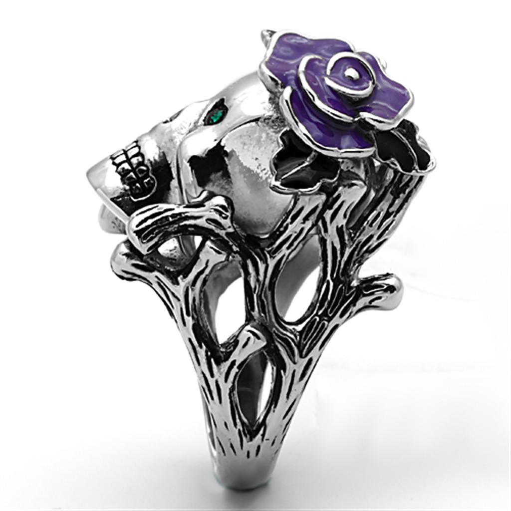 TK1122 - High polished (no plating) Stainless Steel Ring with Top Grade Crystal  in Emerald-4