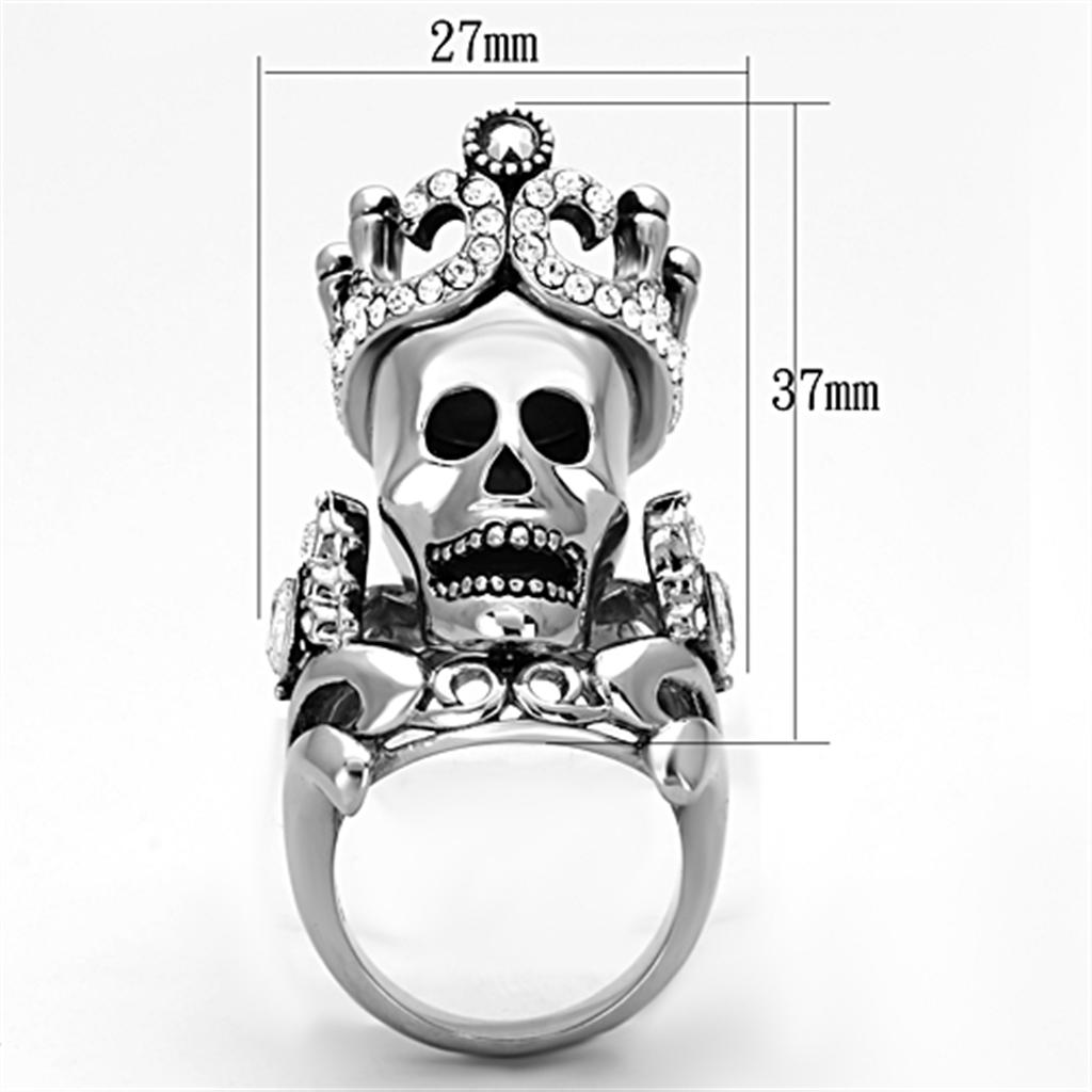 TK1123 - High polished (no plating) Stainless Steel Ring with Top Grade Crystal  in Black Diamond-1