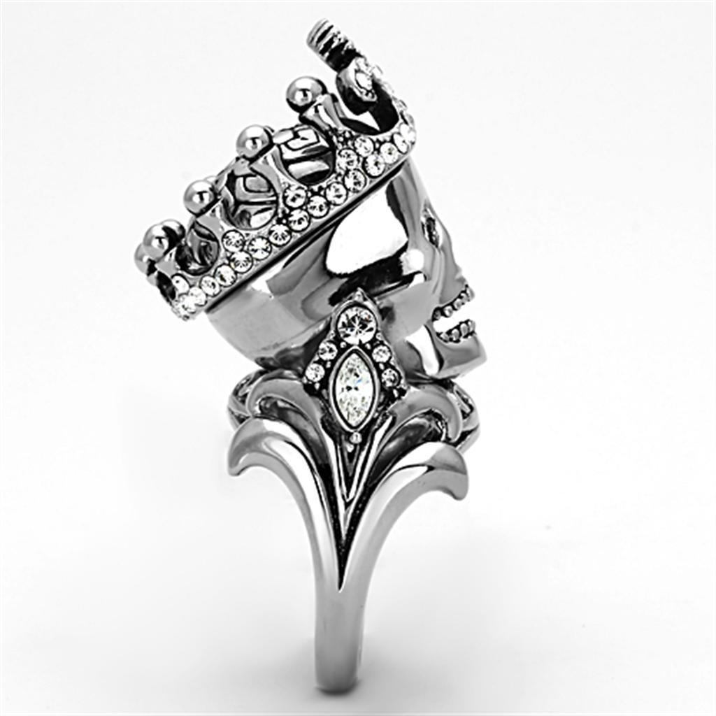TK1123 - High polished (no plating) Stainless Steel Ring with Top Grade Crystal  in Black Diamond-3
