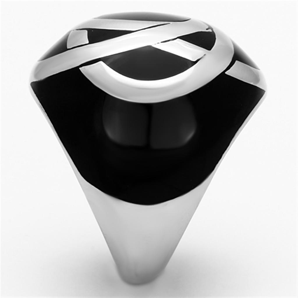 TK1133 - High polished (no plating) Stainless Steel Ring with Epoxy  in Jet-3