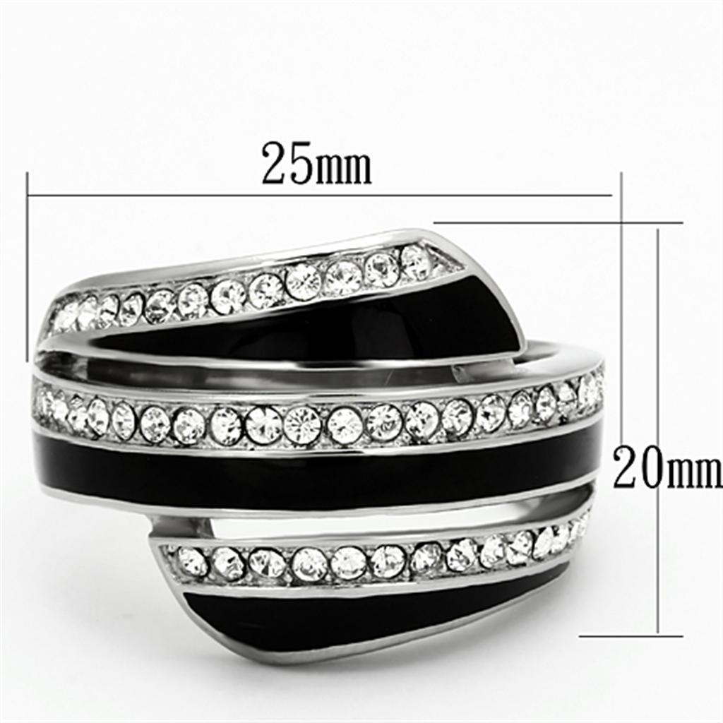 TK1134 - High polished (no plating) Stainless Steel Ring with Top Grade Crystal  in Clear-1