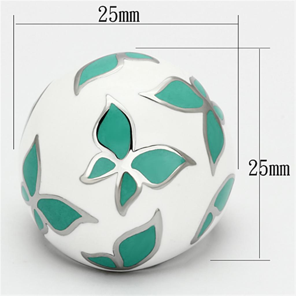 TK1137 - High polished (no plating) Stainless Steel Ring with Epoxy  in Emerald-1