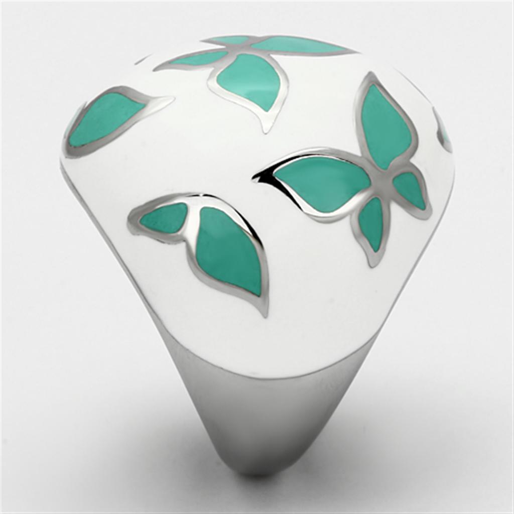 TK1137 - High polished (no plating) Stainless Steel Ring with Epoxy  in Emerald-3