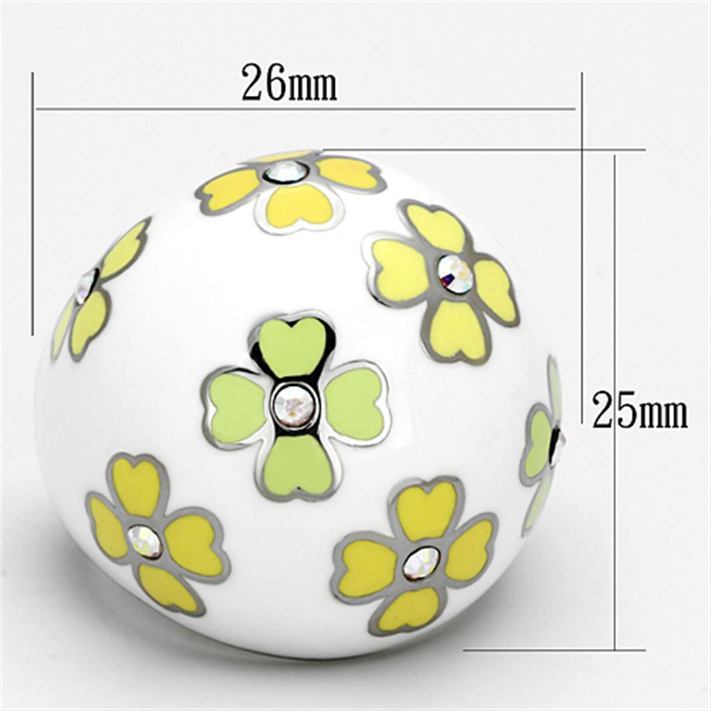TK1139 - High polished (no plating) Stainless Steel Ring with Top Grade Crystal  in Aurora Borealis (Rainbow Effect)-1
