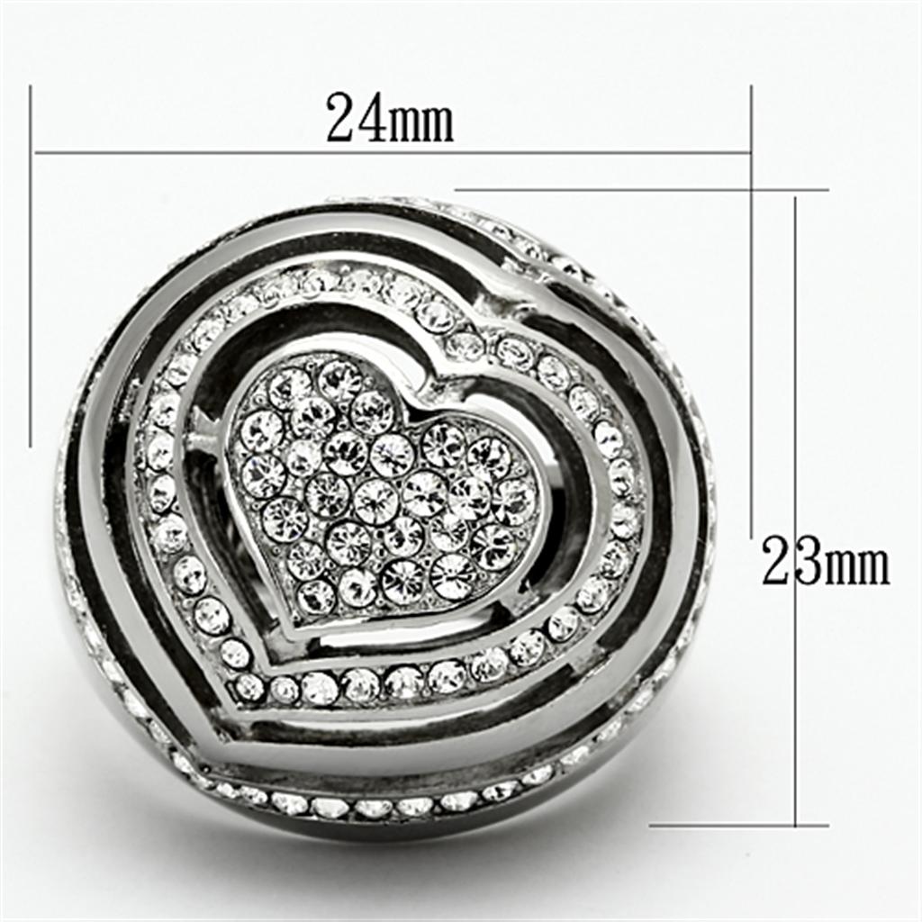 TK1141 - High polished (no plating) Stainless Steel Ring with Top Grade Crystal  in Clear-1