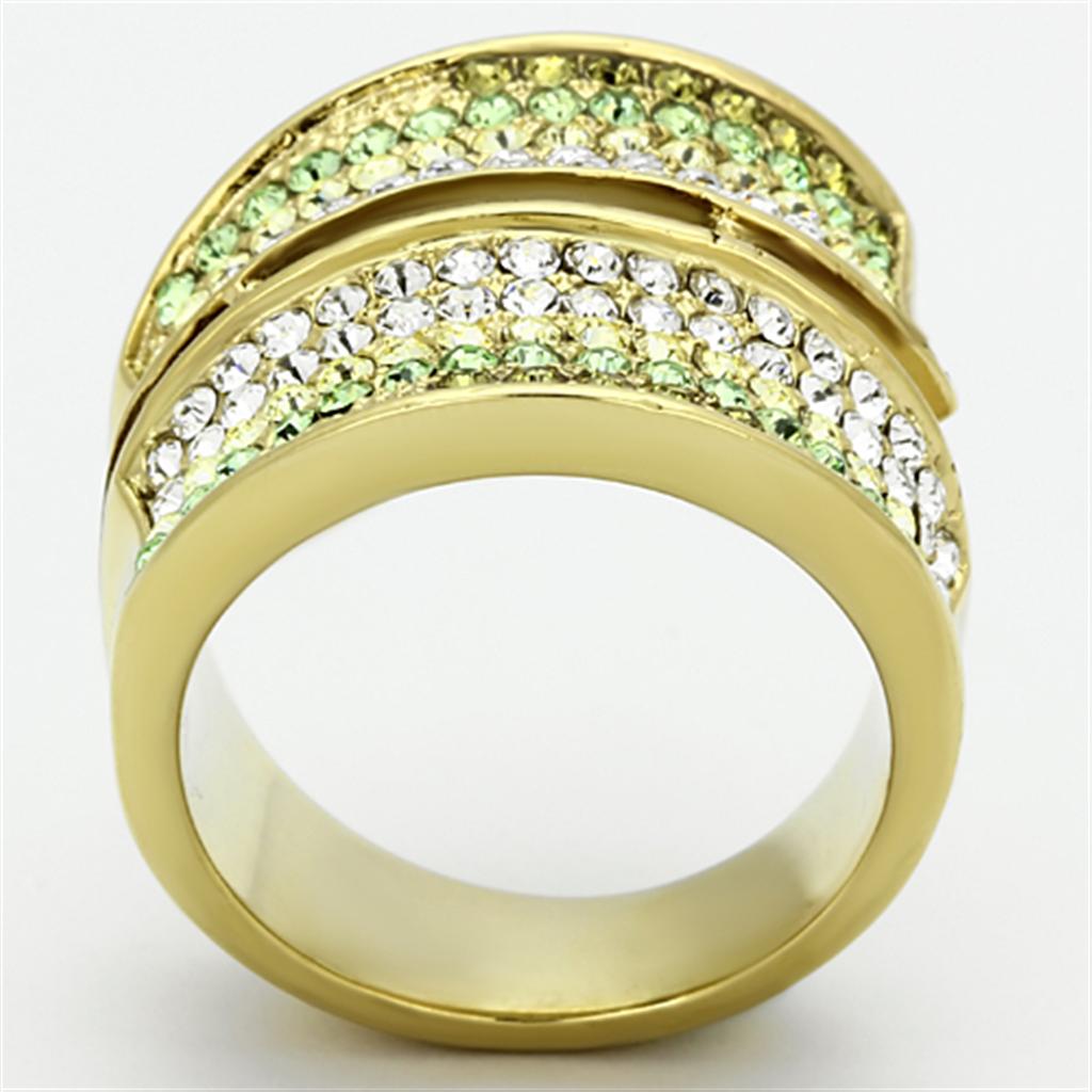 TK1146 - IP Gold(Ion Plating) Stainless Steel Ring with Top Grade Crystal  in Multi Color-2