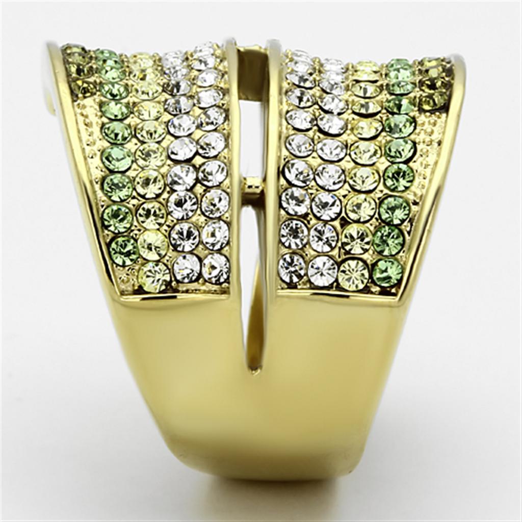 TK1146 - IP Gold(Ion Plating) Stainless Steel Ring with Top Grade Crystal  in Multi Color-3