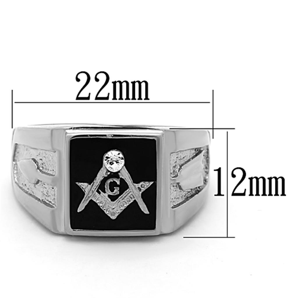 TK1158 - High polished (no plating) Stainless Steel Ring with Top Grade Crystal  in Clear-1
