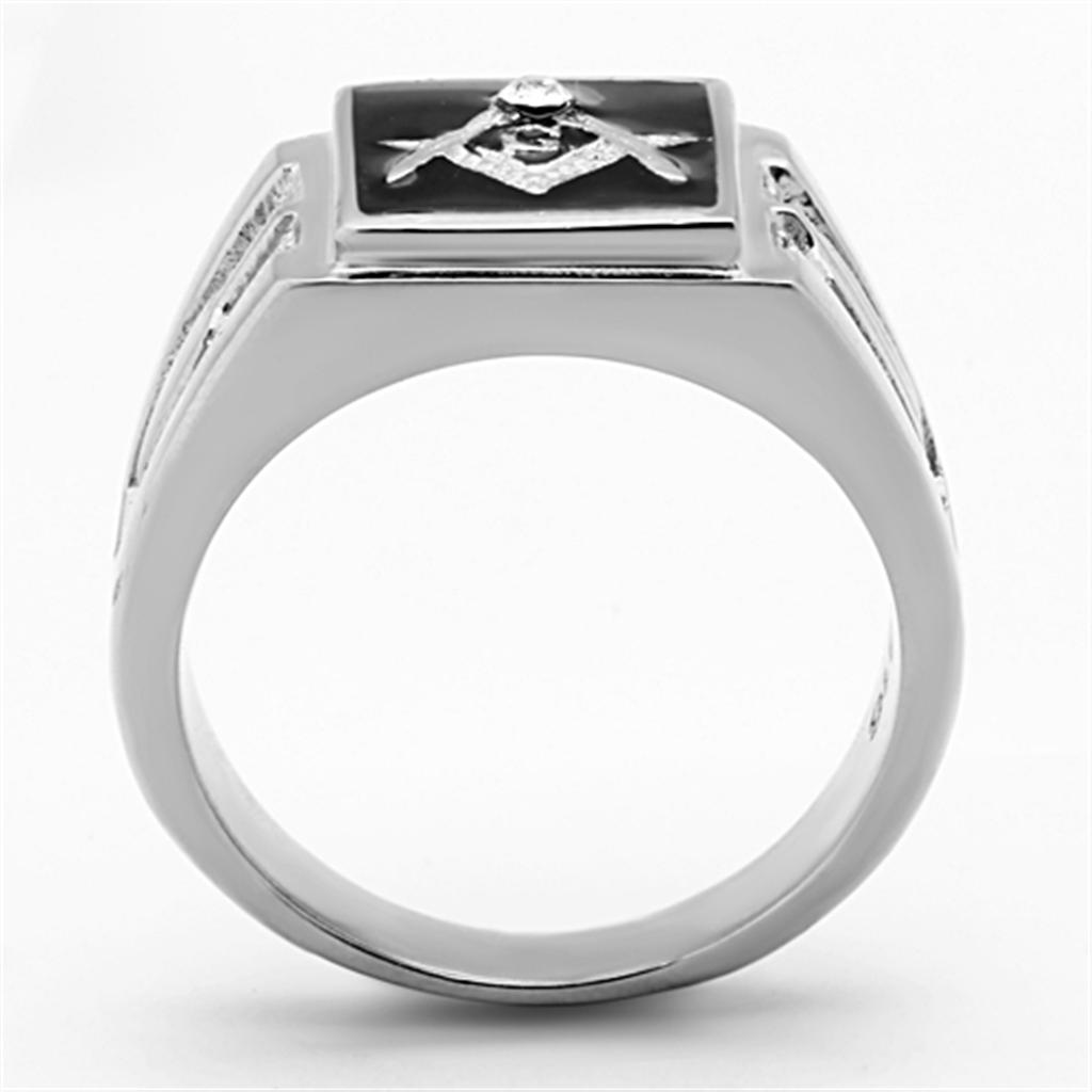 TK1158 - High polished (no plating) Stainless Steel Ring with Top Grade Crystal  in Clear-2