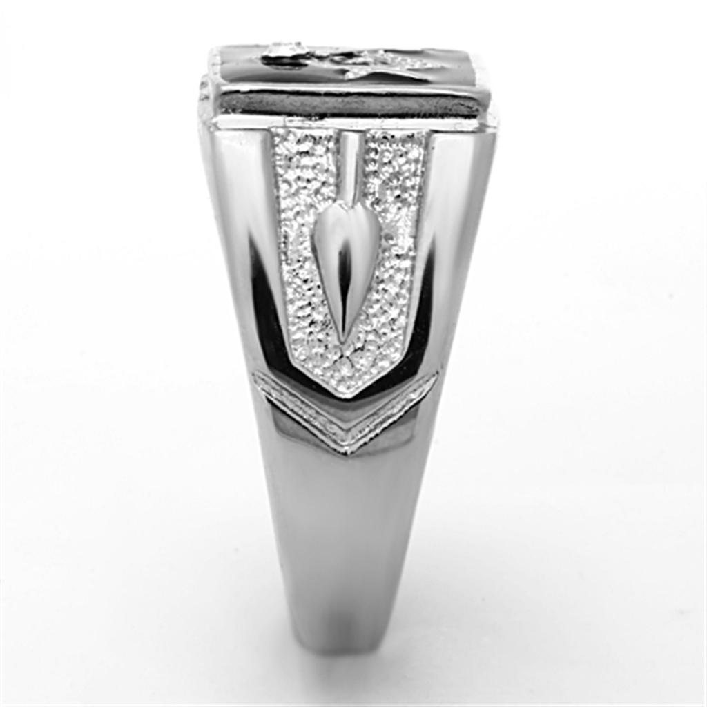 TK1158 - High polished (no plating) Stainless Steel Ring with Top Grade Crystal  in Clear-3