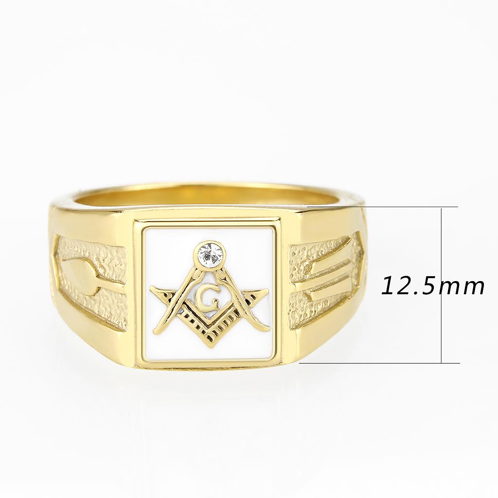 TK1159W - IP Gold(Ion Plating) Stainless Steel Ring with Top Grade Crystal  in Clear-1