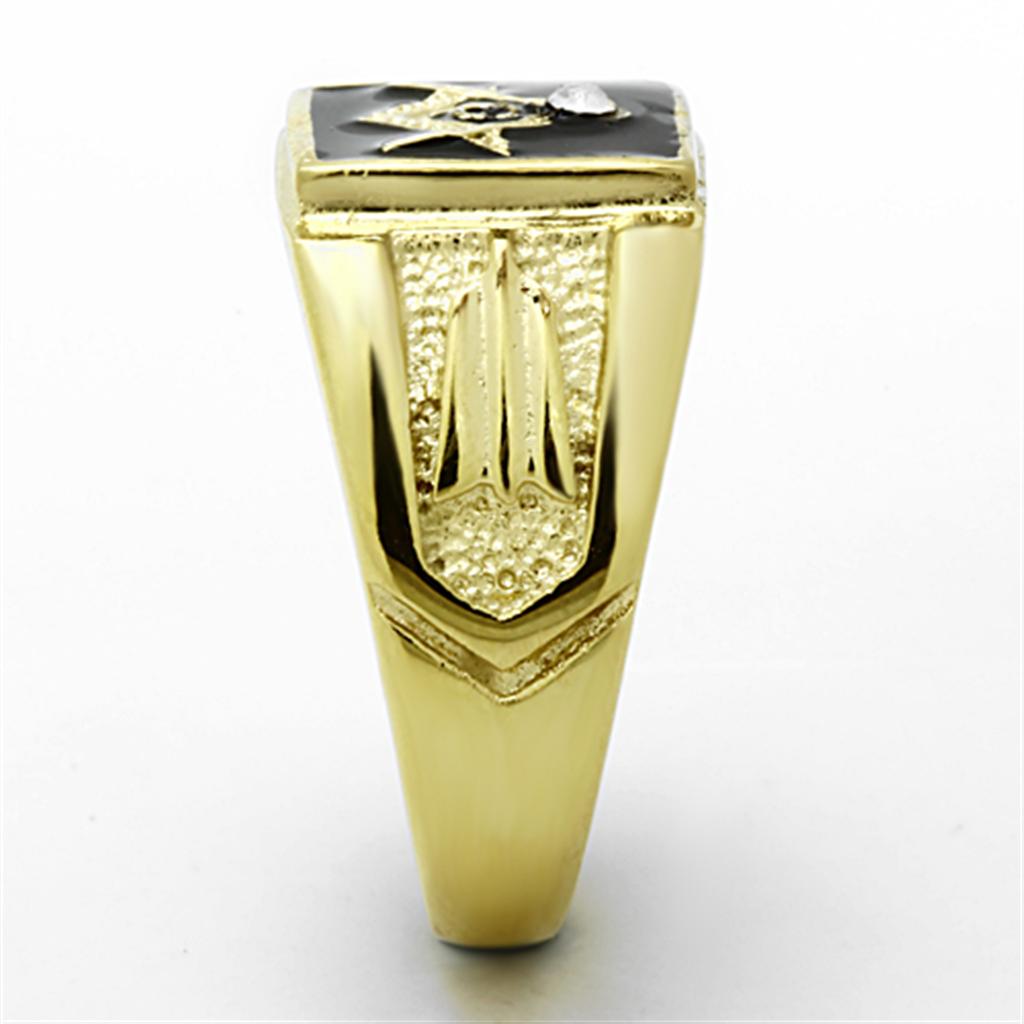 TK1159 - IP Gold(Ion Plating) Stainless Steel Ring with Top Grade Crystal  in Clear-4
