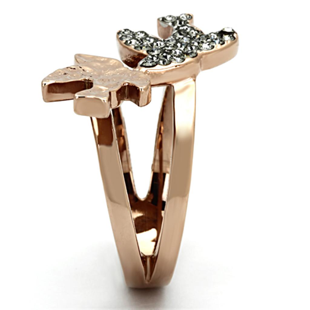 TK1165 - Two-Tone IP Rose Gold Stainless Steel Ring with Top Grade Crystal  in Black Diamond-3